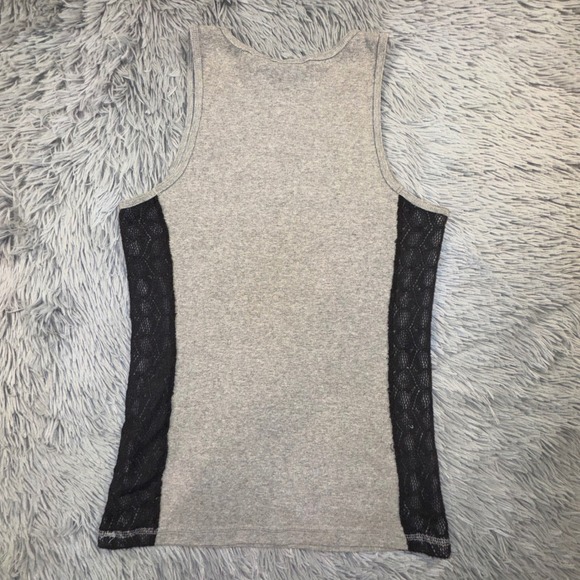Harley Davidson Women's Large Gray Lace Side Trim‎ Ribbed V-Neck Tank Top Shirt - Picture 7 of 9